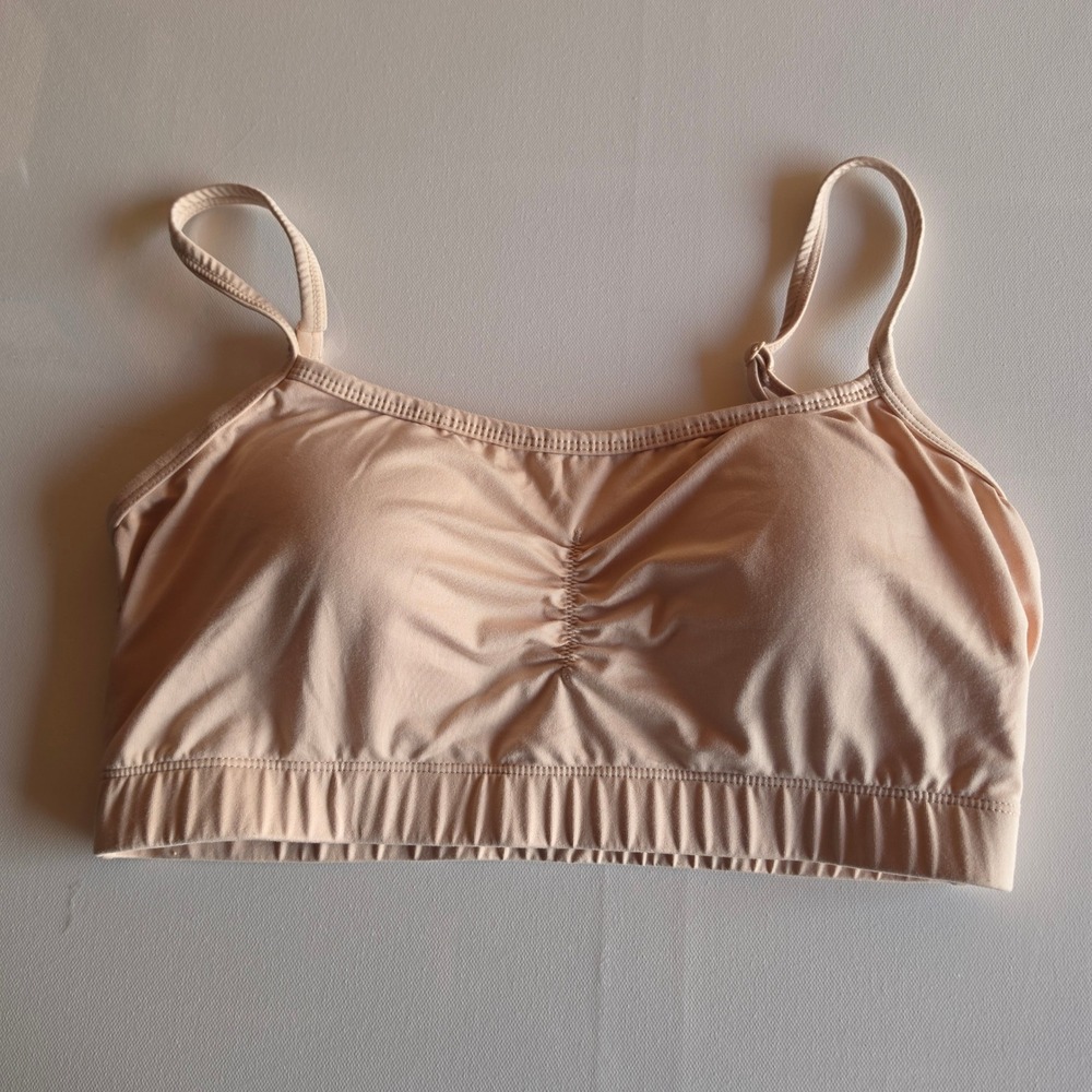32 Degrees Cool Womens Bralette Beige Nude Ruched Adjustable Straps Large